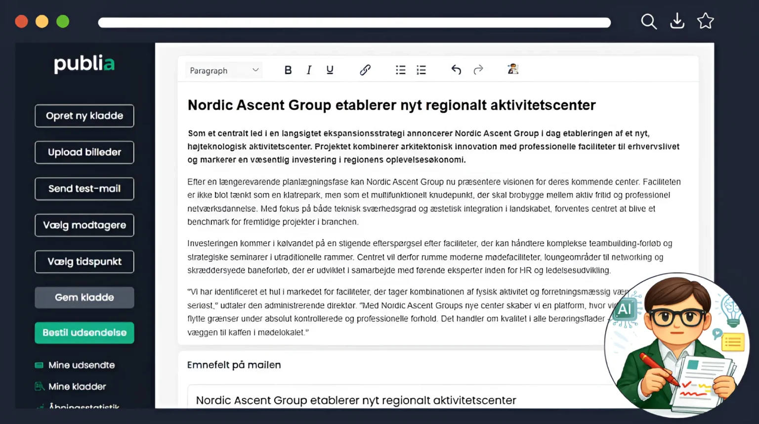 Udsend pressemeddelelse